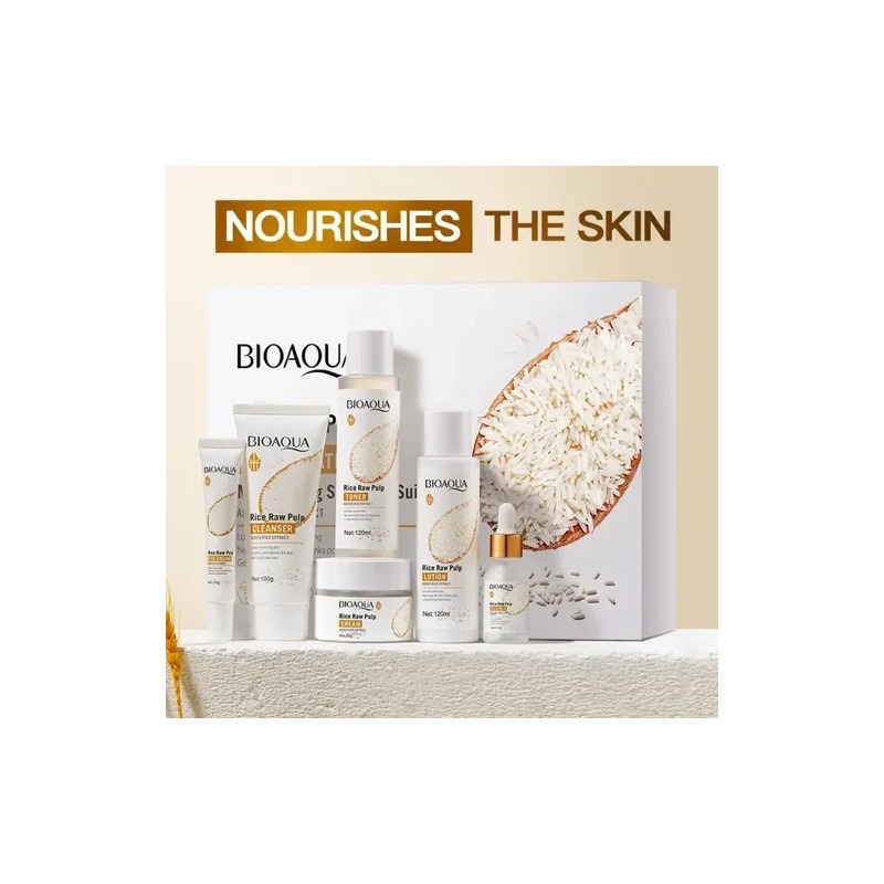 Suero Facial Arroz Kit 6pz Bioaqua Skincare Aclara Manchas