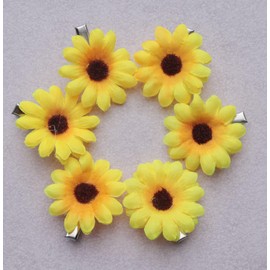 SOWAKA 6 Pcs Daisy Hair Clips Vintage Sun Flower with Hair Alligators Clips Hair Barrette for Women Girls Wedding Summer Beach Bridesmaid Bridal Partis Hair Accessories (Yellow)
