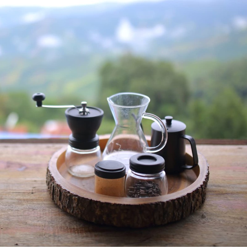 Mixpresso Manual Coffee Grinder, Spice Grinder Manual, Glass Jars, Ceramic