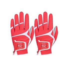 SIMPLE SYMBOL Men's Golf Glove - Premium Synthetic Leather, Stable Grip, Two Pack (Left & Right) - Four Colors: White, Sky, Beige, Red (XL, Left)