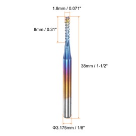 HARFINGTON 10pcs End Mills CNC Router Bits 1/8" Shank 1.8mm Blue Coated Tungsten Carbide Milling Cutters for PCB Acrylic Wood Aluminum Metal
