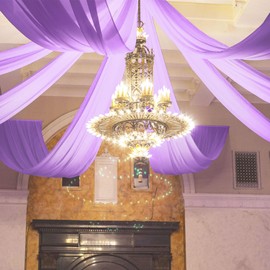 FOTSHARER Ceiling Drapes for Weddings 5x20FT 4 Panels Lavender Wedding Ceiling Drapes Wedding Arch Draping Fabric Chiffon Ceiling Drapes Sheer Fabric Wedding Ceiling Curtain Drape for Wedding Ceremony