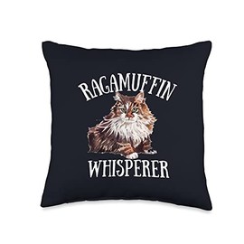 Ragamuffin Cat Lovers & Owners Funny Gift & Tshirt Ragamuffin Whisperer Funny I Love My Cats Throw Pillow, 16x16, Multicolor