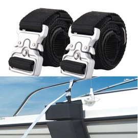SUNOOM Boat Fenders Straps,Fenders Hanger Quick Adjuster Strap,Boat Rail Fenders Adjust Strap with Convenient Quick Release Buckle (Silver Buckle-Black Strap)