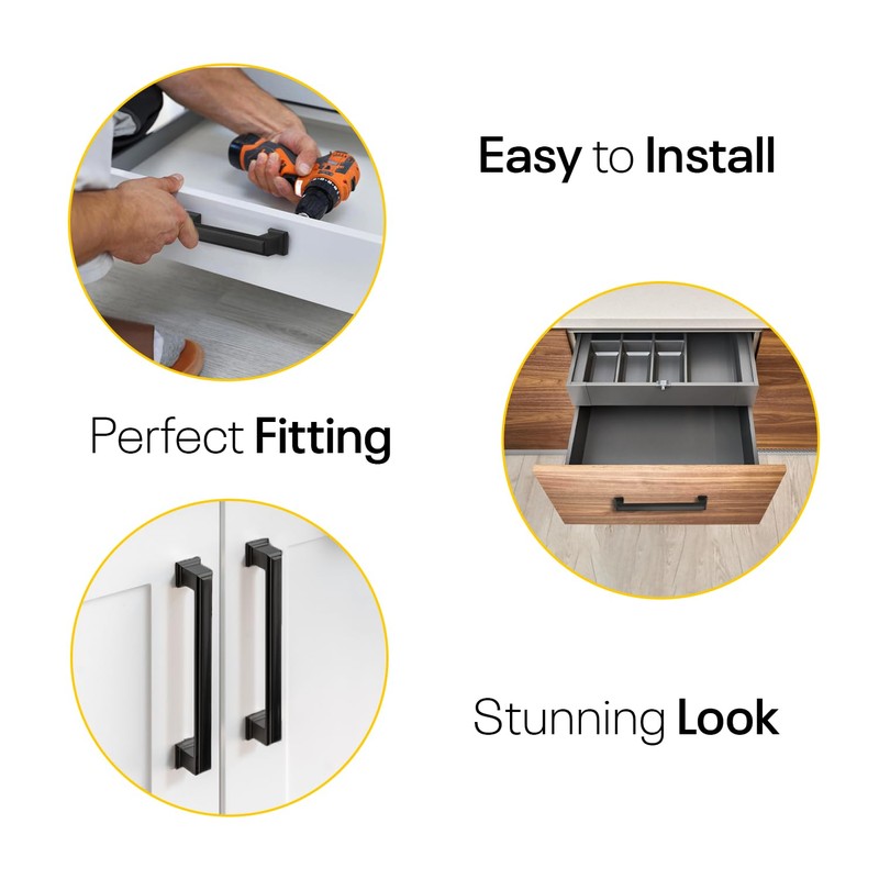 Black Cabinet Handles 5 Inch Hole to Hole - Bar