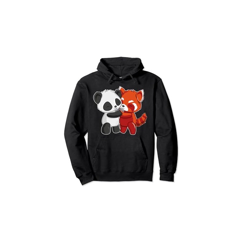Chibi Panda Bear Hugs Red Panda - Cute Kids Pullover