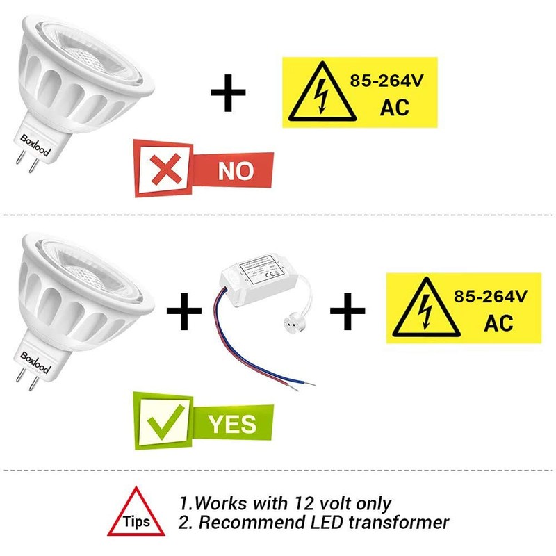 10Pack MR16 LED Light Bulbs, AC/DC12 Volt LED Spotlight Bulb,