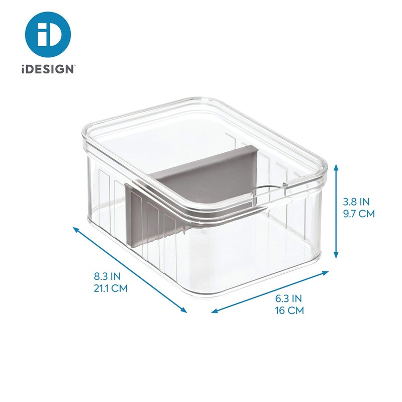iDesign Crisp Plastic Divided Bin, Modular Stacking Food Storage Box,