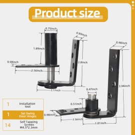 1 Pack Swing Door Hinge, Cafe Door Hinges Dual Swing, Hardware Commercial Saloon Door Hinges Heavy Duty, 180 Degree Rotation for Double Swinging Cafe Door Hardware Hinges