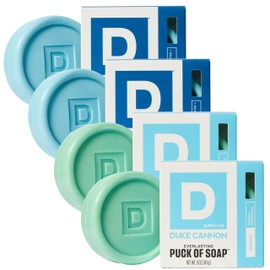 Duke Cannon Supply Co. Bar Soap Puck Bundle - Men's Natural Rounded Bar Soap with Masculine Scents - Disc-Shaped Mens Soap - All Skin Types - Hydrating - Midway & Superior, 5 oz (4 Pack)