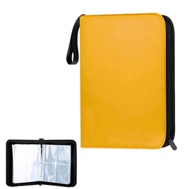Card File, Trading Card Case, 4 Pockets, Holds 400 Cards, Yellow, Yellow