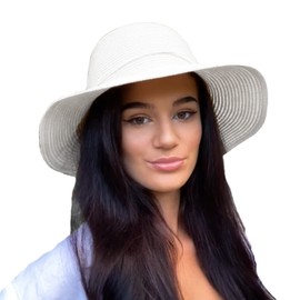 TOSKATOK® LADIES WOMENS CRUSHABLE STRAW SUN HAT - WHITE