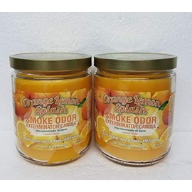 Smoke Odor Exterminator 13oz Jar Candle, Orange Lemon Splash Two Pack.