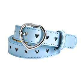 Blue Heart Shaped Buckle Blets for Girls Women Kawaii Heart Belt Y2k Goth Leather Belt for Pants Jeans Gothic Punk Accessories for Girls Women Vintage Cowgirl Belts for Skirts Dresses Gen Z Clothes