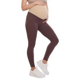 Motherhood Maternity Women's Essential Stretch Full Length Secret Fit Over The Belly Pregnancy Legging, French Roast, Large