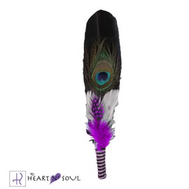 Smudge Feather, Turkey and Peacock, Unique Homecrafted Energy Cleansing Clearing Spiritual Practice House Smudging - Detailed Instructions for Beginners (Purple)