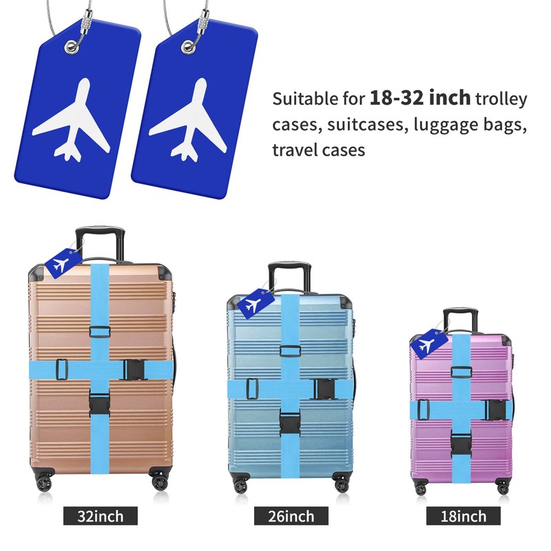 ZOUIQSS Pack of 2 Adjustable Suitcase Strap, Suitcase Strap, Durable