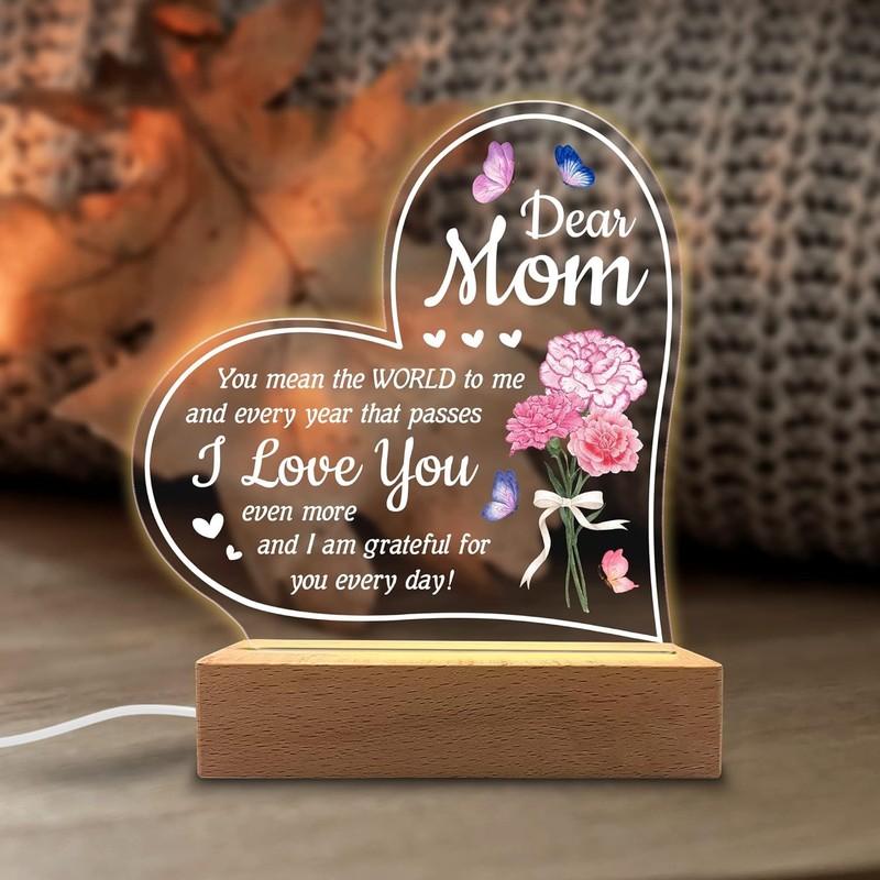 QOCNAM 3D Night Light With Engraved Wooden Base - Unique