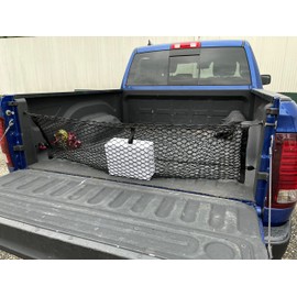 Truck Bed Envelope Style Mesh Cargo Net for Dodge Ram 1500 with Spray on Bed Liner SLT ST Sport TRX 2011-2024 - Premium Organizer and Storage - Vehicle Carrier Organizer for Dodge Ram 1500