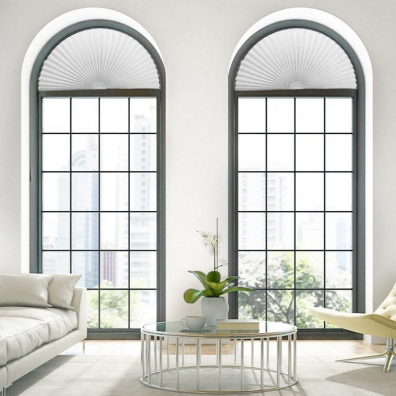 Arch Small Window Shade Curtains Half Circle Moon Pleated Blinds