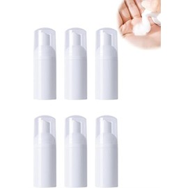 6Pcs Foam Pump Bottle Small Foam Dispenser Pump Empty Travel Foaming Pump Bottle Refillable Containers for Hand Soap Shampoo Foaming Cosmetics (White)
