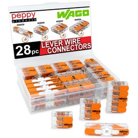 WAGO 221 Lever Nuts 28pc Compact Splicing Wire Connector Assortment with Case | Includes 221-2401, 221-412, 221-413, 221-415