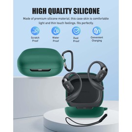 Case for SHOKZ OpenFit 2, Silicone Protective Cover for SHOKZ OpenFit 2,Full-Body Shockproof Cover with Scratch Protection, with Keychain & Lanyard and Cleaner Kit，Green