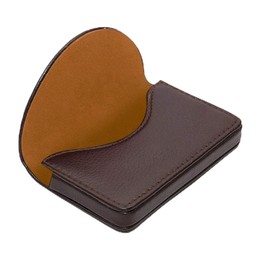 Performore Professional Slim Business Card Holder Case, PU Leather Business Card Case Pocket Business Card Holders for Women or Men with Magnetic Closure Holds up to 30 Cards, Credit Card, Brown,