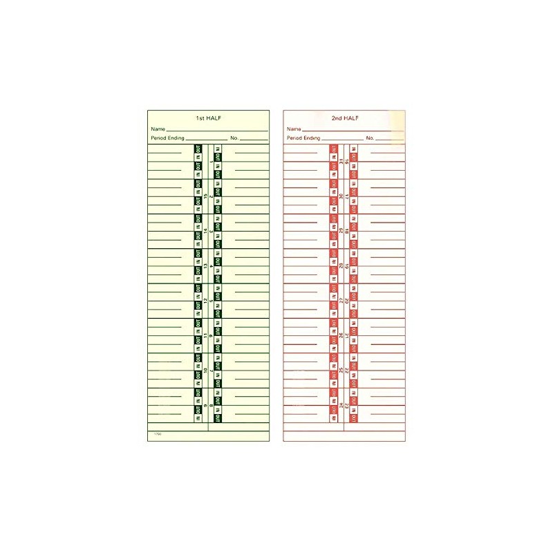 TCS (1000 ct) Side-Feed Monthly 1-31 Time Cards Amano Form