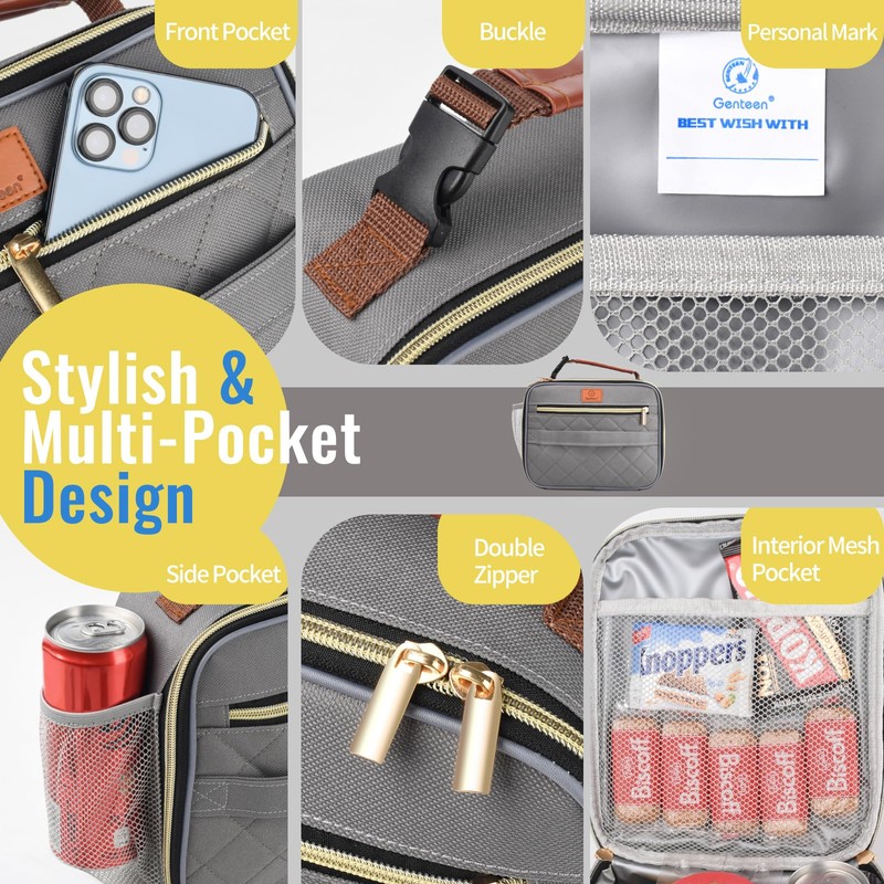Genteen Lunch Box for Men Women Adults Kids - Insulated