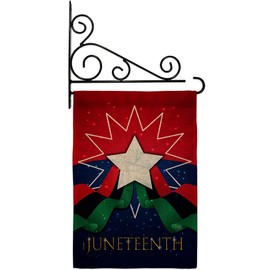 Breeze Decor Happy Juneteenth Day Burlap Garden Flag Set Wall Holder Patriotic Historic July Memorial Veteran Independence United State American House Banner Small Yard Gift Double-Sided, Made in USA
