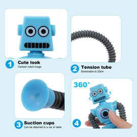 Ainiv 4 Stück Teleskop-Saugnapf Roboter Spielzeug, Sensorisches Roboter Spielzeug, Telescopic Suction Cup Roboter Toy, Lustiges Pädagogisches Stressabbau-Spielzeug für Kinder und Erwachsene