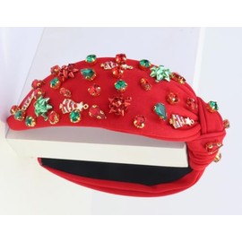 ACO-UINT Christmas Knotted Headbands for Women Crystal Plaid Headband Wide Knotted Hairband (Green)