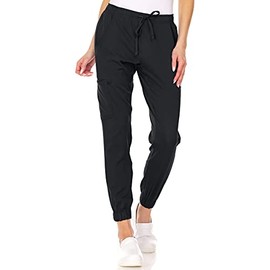 Mini Marilyn Scrub Joggers 4-Way Stretch Elastic Waistband Four Pocket Jogger Pants, Black, XL