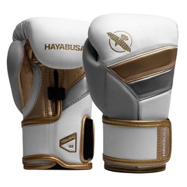 Hayabusa T3 Boxing Gloves for Kids and Teens Wrist and Knuckle Protection, Dual-X Hook and Loop Closure, Splinted Wrist Support, 5 Layer Foam Knuckle Padding - White/Gold, 6oz