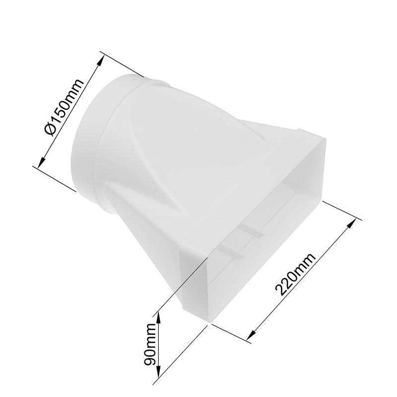 Vent Systems Rectangular Pipe Connector for Round Pipe Connection 220