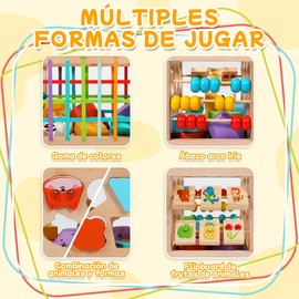 Juguetes Sensoriales de Formas, 12 Coloridos Juguetes Sensoriales de Formas y Clasificador de Formas con Banda Elástica,Ábaco,Solapa de fruta,Juguetes Educativos,Juguetes Montessori Regalos para Niños
