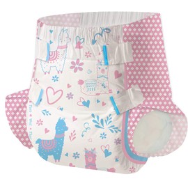 Aimisin Adult Printed Diapers,X-Large-The Alpaca Couple, 7 Pieces for Men and Women - Leak Protection Heavy Absorbency Protection Diapers