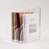 AIMOLLY 3 Vertical Compartments File Holder, Clear Acrylic Desk Organizer