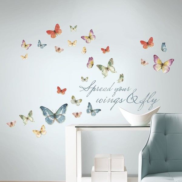RoomMates RMK3263SCS Wall Sticker, Multicolor, Stick and Remove Lisa Audit Butterfly, 8cm x 6cm - 53cm x 19cm [Regular Import from Japan]