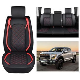 Nilight Car Seat Covers Custom Fit 2009-2023 F150 Super Crew and 2017-2023 F250 F350 F450 Crew Cab Waterproof Leather Cushion for Pickup Truck (Full Set, 2 Front Seats and 3 Rear Seats)