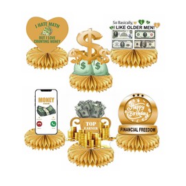 Hilarious 6Pcs Money Themed Birthday Party Honeycomb Centerpieces Bill Dollar Party Table Decorations Table Topper for Birthdays Casino Weddings Bachelorette Graduations Party Supplies