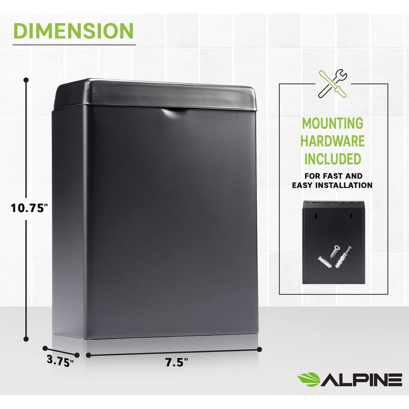 Alpine Sanitary Napkin Receptacle – Wall Mounted Tampon Holder For