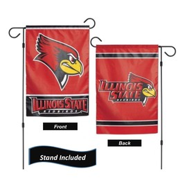 Illinois State Redbirds Garden Flag Set With Stand, Printed in the USA, 12.5" x 18" College Flag With Three Piece Steel Yard Flag Stand Holder