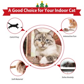 PETGEEK GiGwi Interactive Cat Feather Toy, Melody Chaser Chirpy Bird & Mouse Cat Toy Plush Toys for Cats, Squeak Cat Toys for Indoor Cats