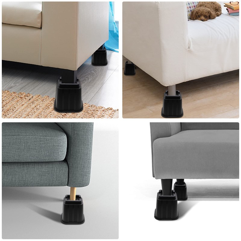 MYMULIKE Bed Risers 5 inch, Heavy Duty Bed Lifts Risers