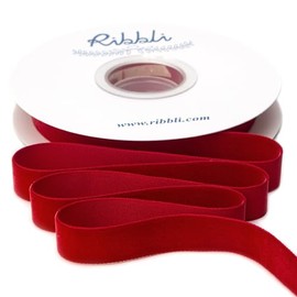 Ribbli Polyester Dark Red Velvet Ribbon,5/8 Inches Continuous10-Yard Spool,Christmas Ribbon for Gift Wrapping,Floral Bouquets, Home Decor