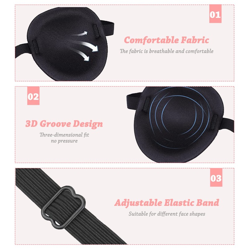 2 Pcs Adjustable Medical Eye Patch, Comfortable Pirate Eye Patch,