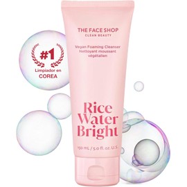 The Face Shop Rice Water Bright - Limpiador Facial en Espuma con Agua de Arroz | Skincare Coreano Iluminador | Limpieza Profunda, Hidratación y Efecto Glow | Textura Cremosa