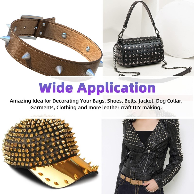 Swpeet 98Pcs Mixed Shape Spikes Screwback Studs Rivets Kit (Silver)